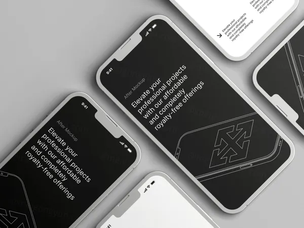 超高质量极简主义苹果手机APP设计UI界面贴图展示样机模板 iPhone Clay Mockups-2