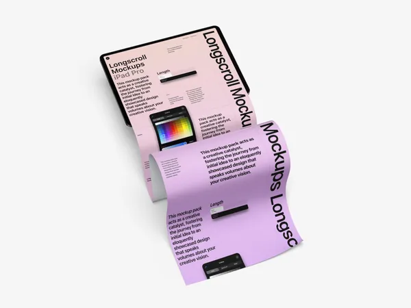 高质量苹果平板滚屏长卷特效网页设计展示样机模板 iPad Longscroll Mockup-1