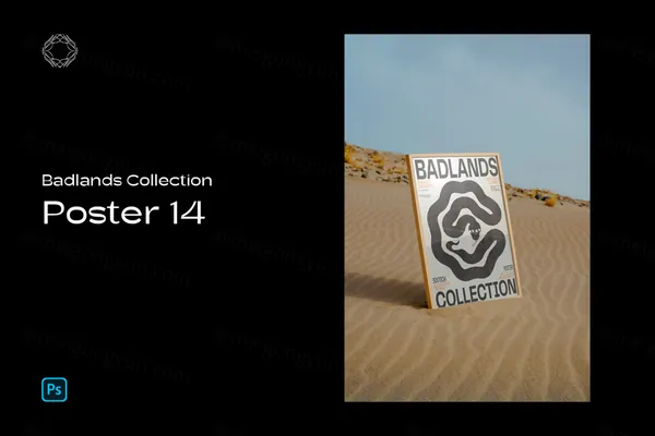 高端户外摄影无CG戈壁沙漠艺术画框广告牌海报设计贴图展示样机模板 BL Poster 14