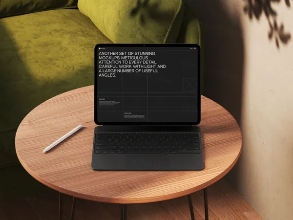 高质量北欧高雅家具装饰酒店陈设App品牌UI设计贴图ipad展示样机PSD模板