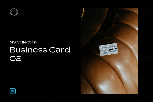 高端室内实拍无CG温馨沙发上的名片场景品牌设计贴图展示样机模板 MS Business Card 02