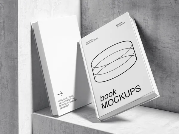 极简主义书籍封面设计提案贴图展示样机模板素材 Qubus: Brutal Stationery Mockups