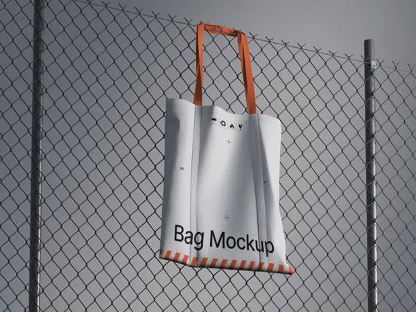 极简工业风建筑公司品牌帆布袋购物袋包装设计贴图展示样机模板