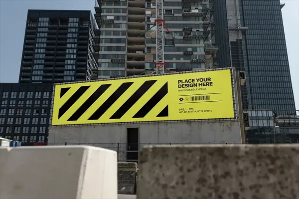 户外工地墙体广告实拍建筑公司企业品牌设计VI提案展示样机模板 Construction Mockup