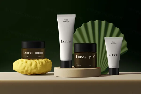 高质量美白防晒乳霜乳液美容化妆品品牌包装设计贴图展示样机模板 Cosmetics mockup-4
