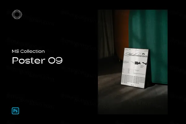 高端室内实拍无CG复古老旧场景艺术画框广告牌海报设计贴图展示样机模板 MS Poster 09