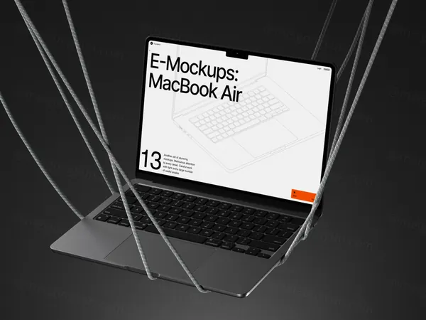 高质量苹果笔记本创意场景展示网页设计提案样机模板素材 MacBook Air Mockup-14