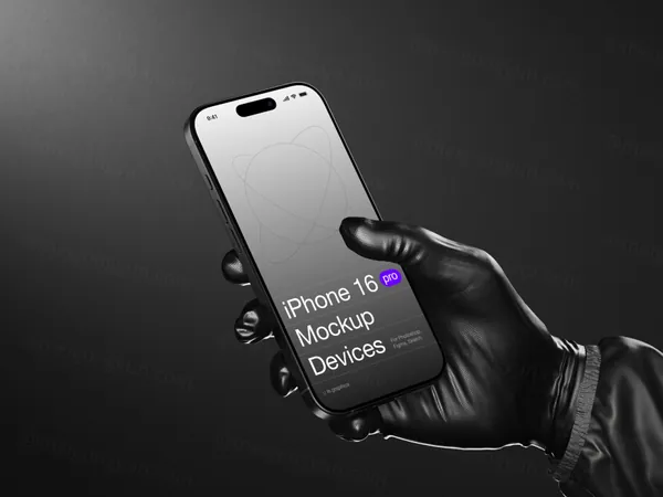 最新 iPhone 16 Pro 手持苹果手机高端极简场景品牌视觉 UI 贴图样机 PSD模板-6