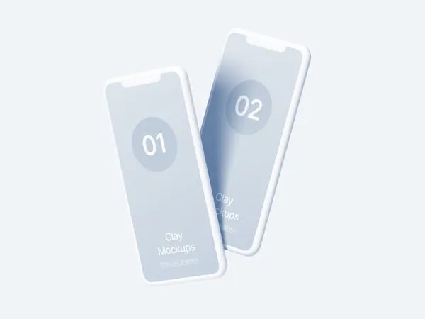 极简主义Apple白模手机APP设计UI界面贴图展示样机模板 iPhone Clay Mockups-8