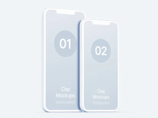 极简主义Apple白模手机APP设计UI界面贴图展示样机模板 iPhone Clay Mockups-1