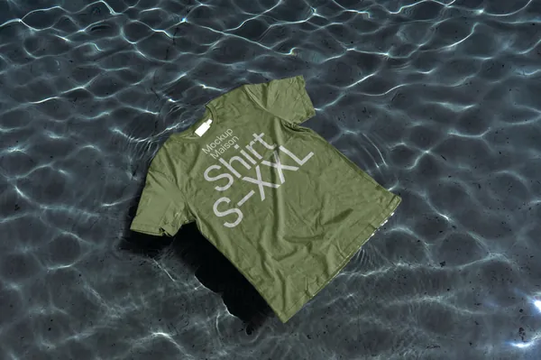 高质量无CG实拍漂浮在水面的T恤服装设计贴图展示样机模板 T-Shirt AP-D-01