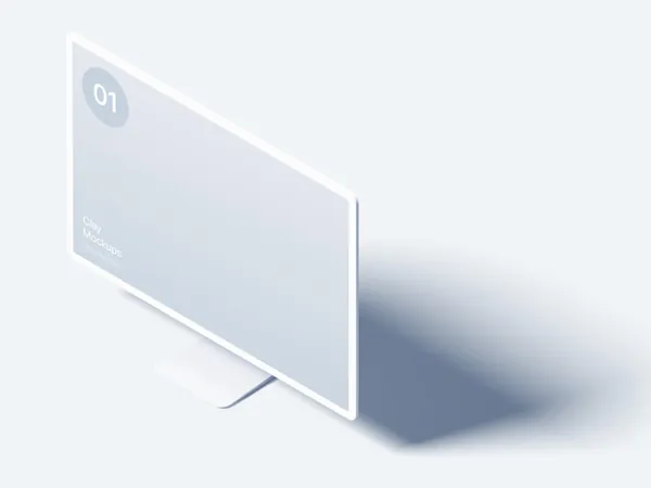 极简主义苹果电脑等距视角APP设计UI贴图展示样机模板 iMac Clay Mockups-2