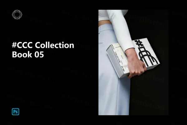 高端摄影无CG美女模特手持精装书籍封面设计贴图展示样机模板