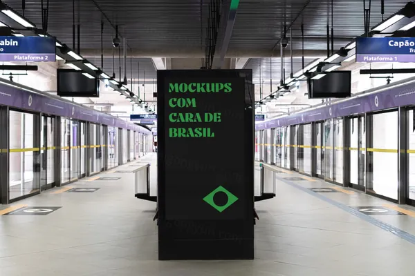 高质量户外摄影都市地下车站地铁站过道广告牌海报设计贴图展示样机模板 Poster Mockup-2