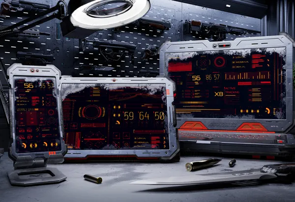 未来派赛博朋克末日科幻场景UI界面设计网页APP展示电脑手机样机模板-2