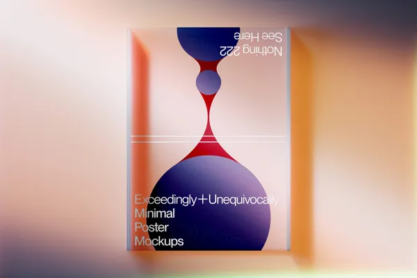 高质量科幻光影透明有机玻璃抽象海报设计作品展示效果PSD样机模板-14