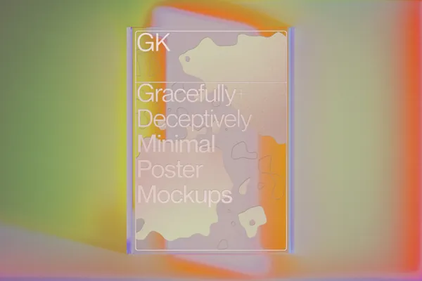 高质量科幻光影透明有机玻璃抽象海报设计作品展示效果PSD样机模板-8