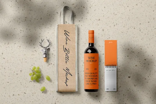 高端葡萄酒红酒香槟品牌包装设计贴图场景展示样机模板 Wine Mockup - Scene Creator-2