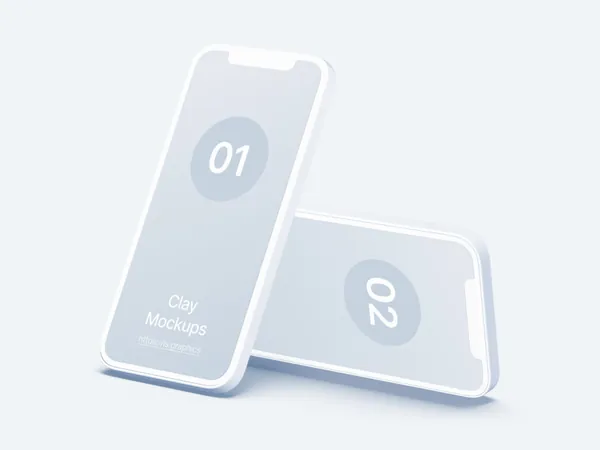 极简主义Apple白模手机APP设计UI界面贴图展示样机模板 iPhone 12 Pro Clay Mockups-5