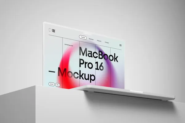高质量极简风创意场景苹果笔记本网页设计提案展示样机模板 MacBook Pro 16 Mockup-2