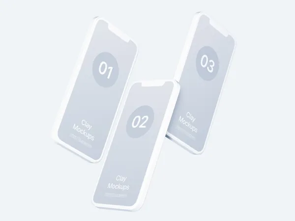 极简主义Apple白模手机APP设计UI界面贴图展示样机模板 iPhone 12 Pro Clay Mockups-8