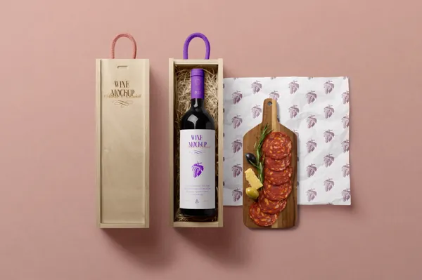 高端葡萄酒红酒香槟品牌包装设计贴图场景展示样机模板 Wine Mockup - Scene Creator-4