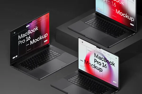 高质量极简风创意场景苹果笔记本网页设计提案展示样机模板 MacBook Pro 16 Mockup-1