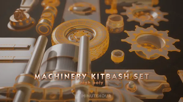 高质量机械零件高模套装 Machinery Set - kitbash - High Poly Pack