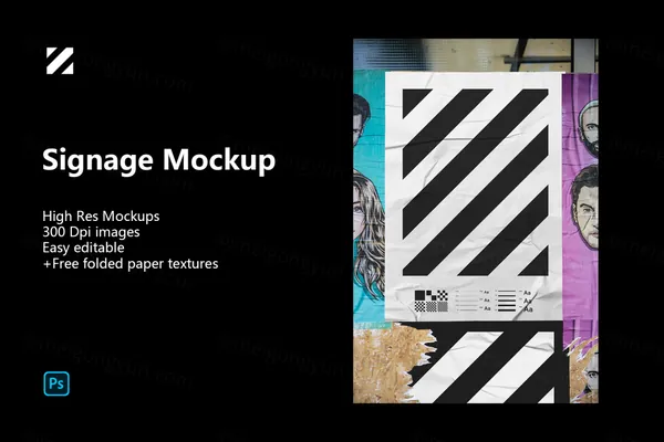 潮流户外都市街头广告牌海报设计提案贴图展示样机模板 Urban Poster Mockup-5