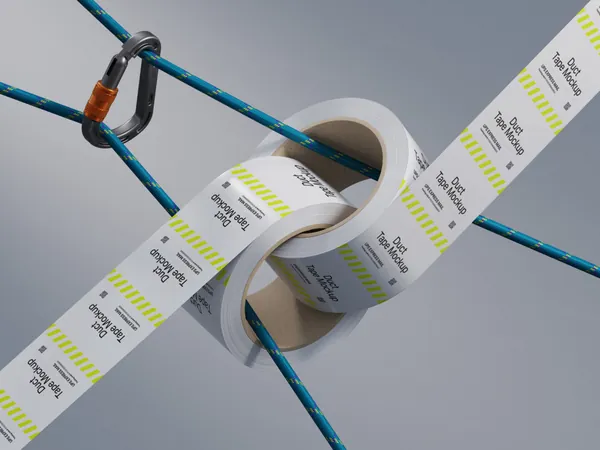 高质量极简工业风建筑公司品牌胶带包装设计贴图展示样机模板-1