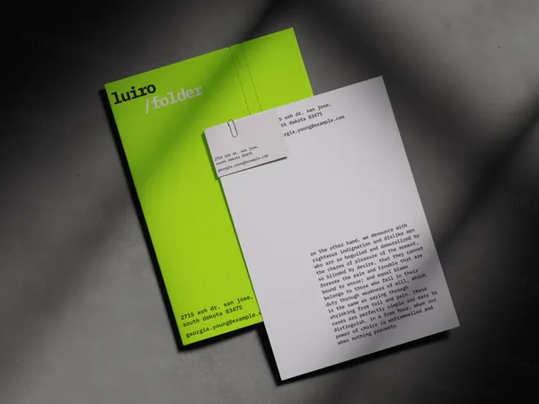 A4纸宣传单工业风地产建筑企业品牌设计VI提案贴图展示样机模板 Luiro Branding-2