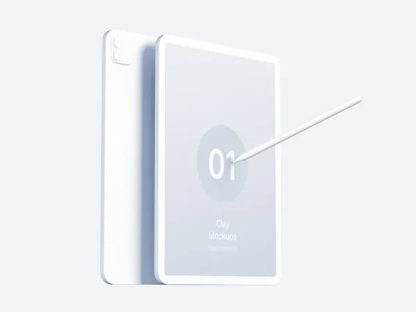 极简白模Apple平板电脑Web网页设计UI界面贴图展示样机模板 iPad Air Clay Mockups-2