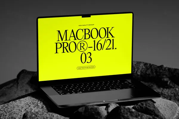 极简创意场景苹果笔记本网页设计展示样机模板素材 Magnetic MacBook Pro 16 Mockups-4