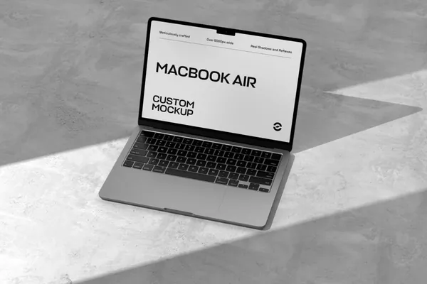 工业风场景苹果笔记本网页设计贴图展示样机模板 Macbook Air M2 Mockup-5