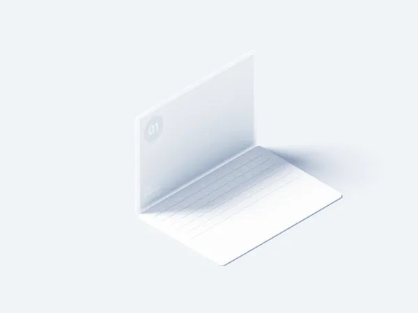 极简主义苹果笔记本等距视角网页设计贴图展示样机模板 Macbook Air Clay Mockup-1