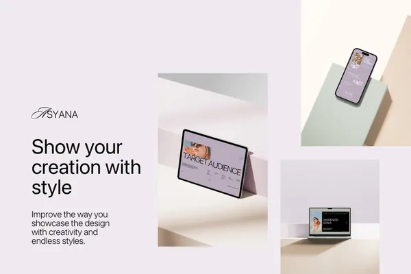 高质量极简主义手机电脑App网页设计提案展示样机模板 Asyana Minimal Mockup Bundle