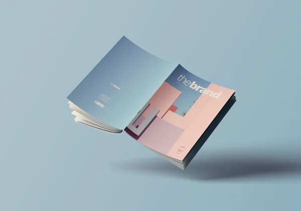 高质量极简主义悬浮杂志宣传册设计贴图展示样机模板 A4 Floating Magazine Mockup-3