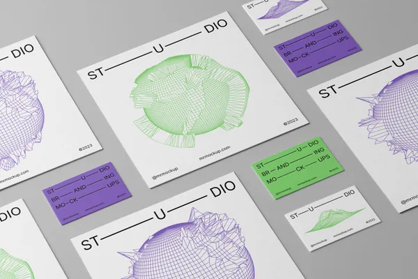 高质量工作室品牌VI设计提案贴图展示样机模板 Studio Branding Mockups-3