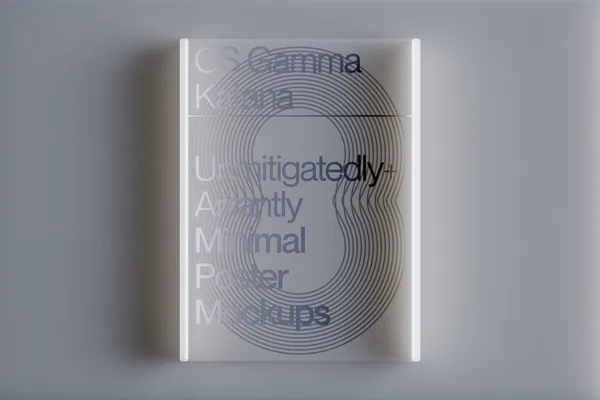 高质量科幻光影透明有机玻璃抽象海报设计作品展示效果PSD样机模板-3