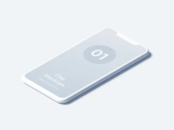 极简主义苹果手机等距视角APP设计UI贴图展示样机模板 iPhone Clay Mockups-2