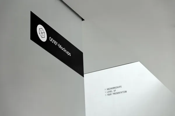 高端走廊转角路牌指示牌品牌导视系统设计贴图展示样机模板 Signage Mockup-2