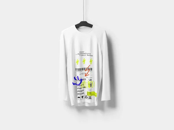 高质量男士长袖T恤极简场景服装品牌设计贴图展示样机模板 T-Shirt Mockups