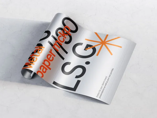 高质量铝箔纸金属纸张宣传单海报设计贴图展示样机模板 Metallic Paper Mockups-21