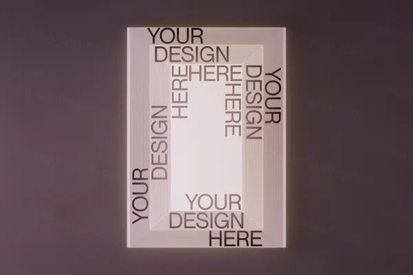 高质量科幻光影透明有机玻璃抽象海报设计作品展示效果PSD样机模板-1