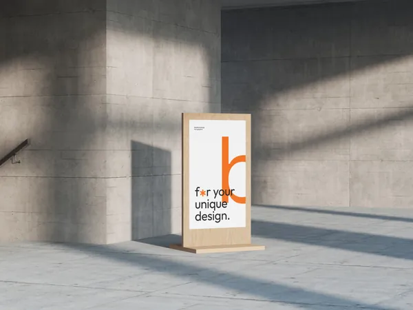 高质量商场商店路口木质广告牌展示牌设计提案贴图展示样机模板 Boards Mockups