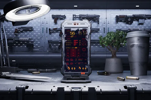 未来派赛博朋克末日科幻场景UI界面设计APP展示手机样机模板 Cyber Mobile Mockups-2