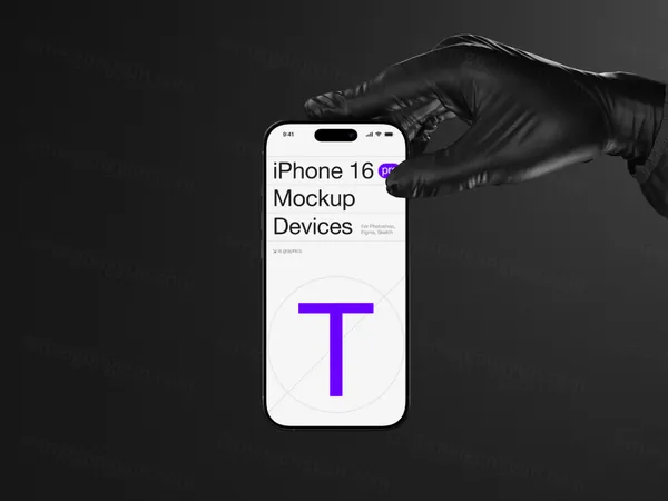 最新 iPhone 16 Pro 手持苹果手机高端极简场景品牌视觉 UI 贴图样机 PSD模板-5