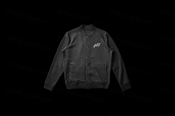 黑色飞行员夹克外套潮牌服装设计贴图展示样机模板 Black Bomber Jacket Mockup