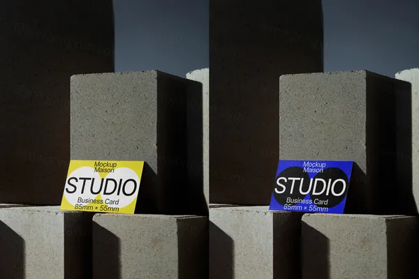 高质量工业砖块创意场景名片品牌设计提案展示样机模板 Business Card BC-BRK-02
