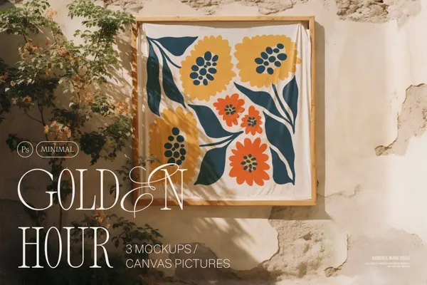 意大利古老街道画布贴图展示样机模板素材 Golden Hour Mockup Bundle